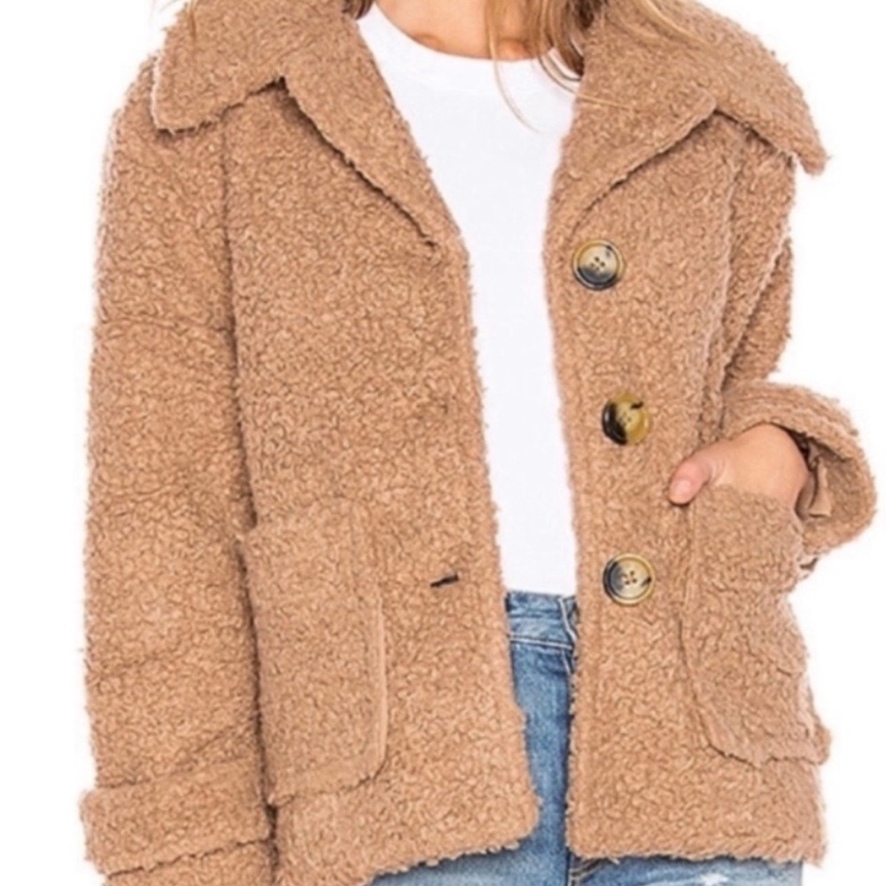 Free People So Soft Cozy Teddy Bear Peacoat